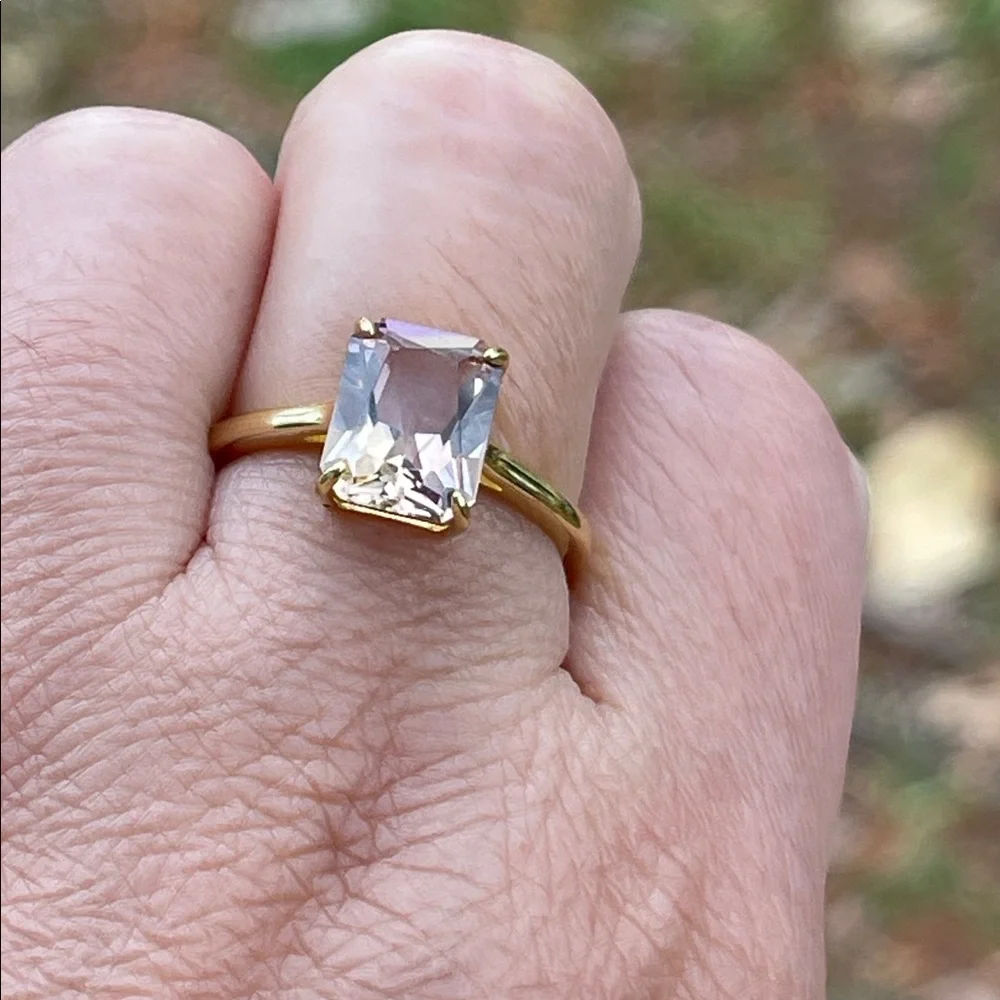NWT Elegant Natural Ametrine 18k Gold Plated Ring over 925 Silver 10X8mm Size 8